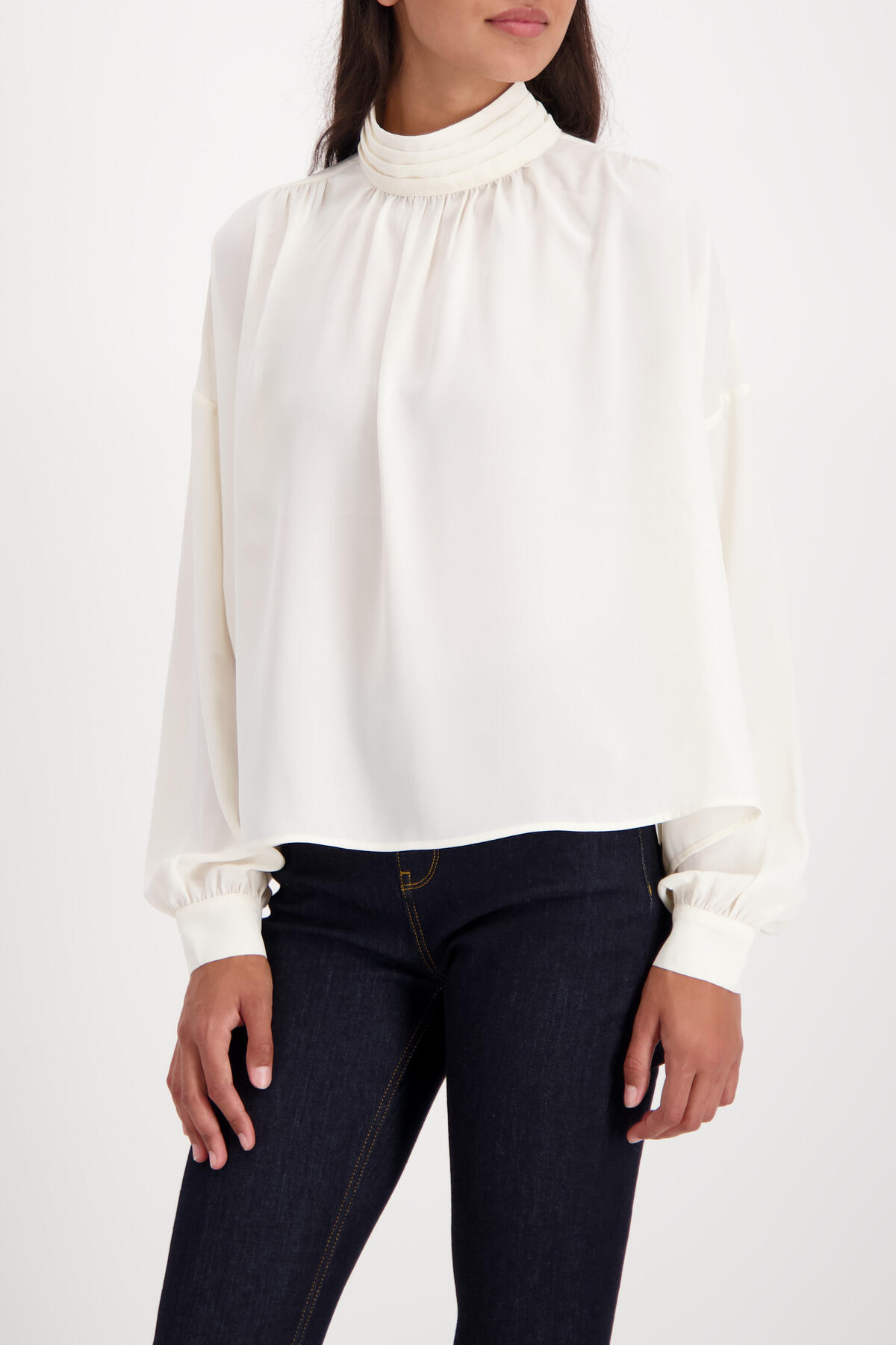 monari - Georgette-Bluse mit Stehkragen almond - Gr. - 36 von monari