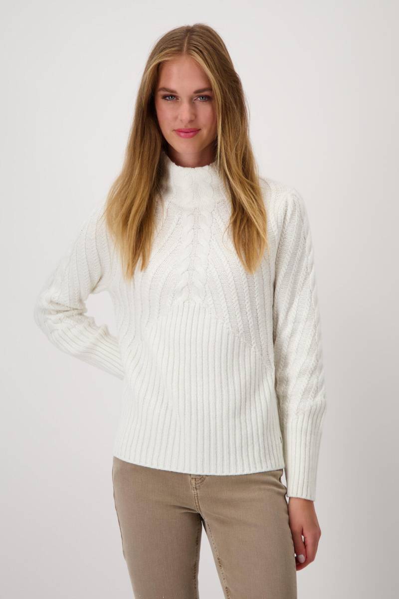 monari - Gerippter Pullover mit Zopfmuster off-white - Gr. - 40 von monari