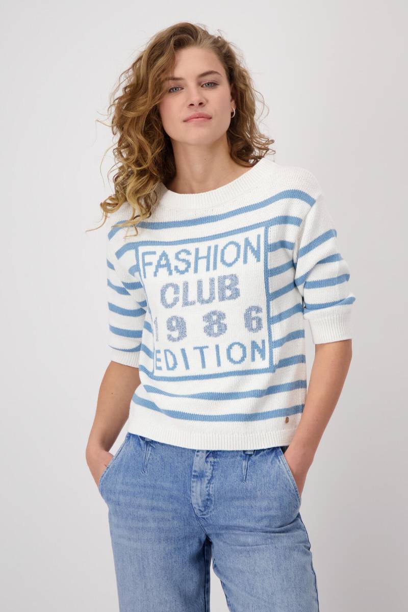 monari - Gestreifter Pullover mit Schrift off-white ringel - Gr. - 40 von monari