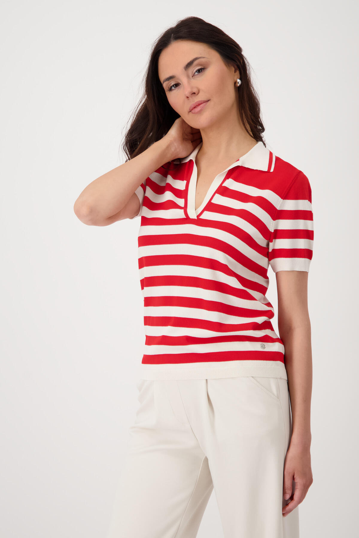 monari - Gestreiftes Poloshirt red ringel - Gr. - 42 von monari