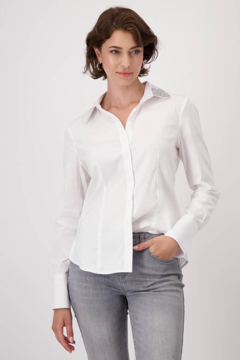 monari - Hemdkragen-Bluse mit Strasssteinen weiss - Gr. - 42 von monari