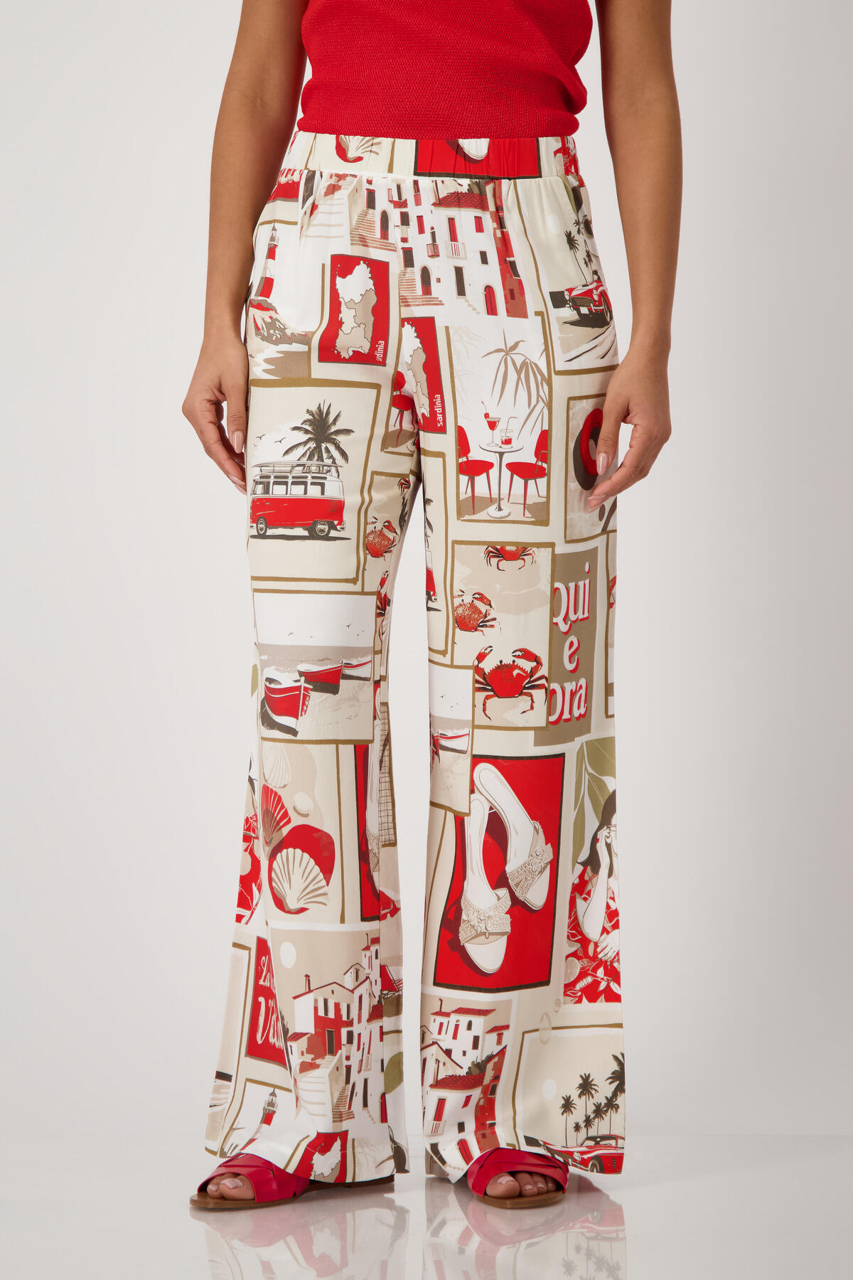 monari - Hose mit Polaroid-Print red gemustert - Gr. - 44 von monari