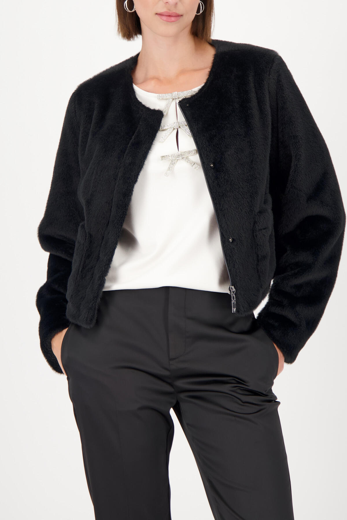 monari - Jacke aus Kunstfell schwarz - Gr. - 36 von monari