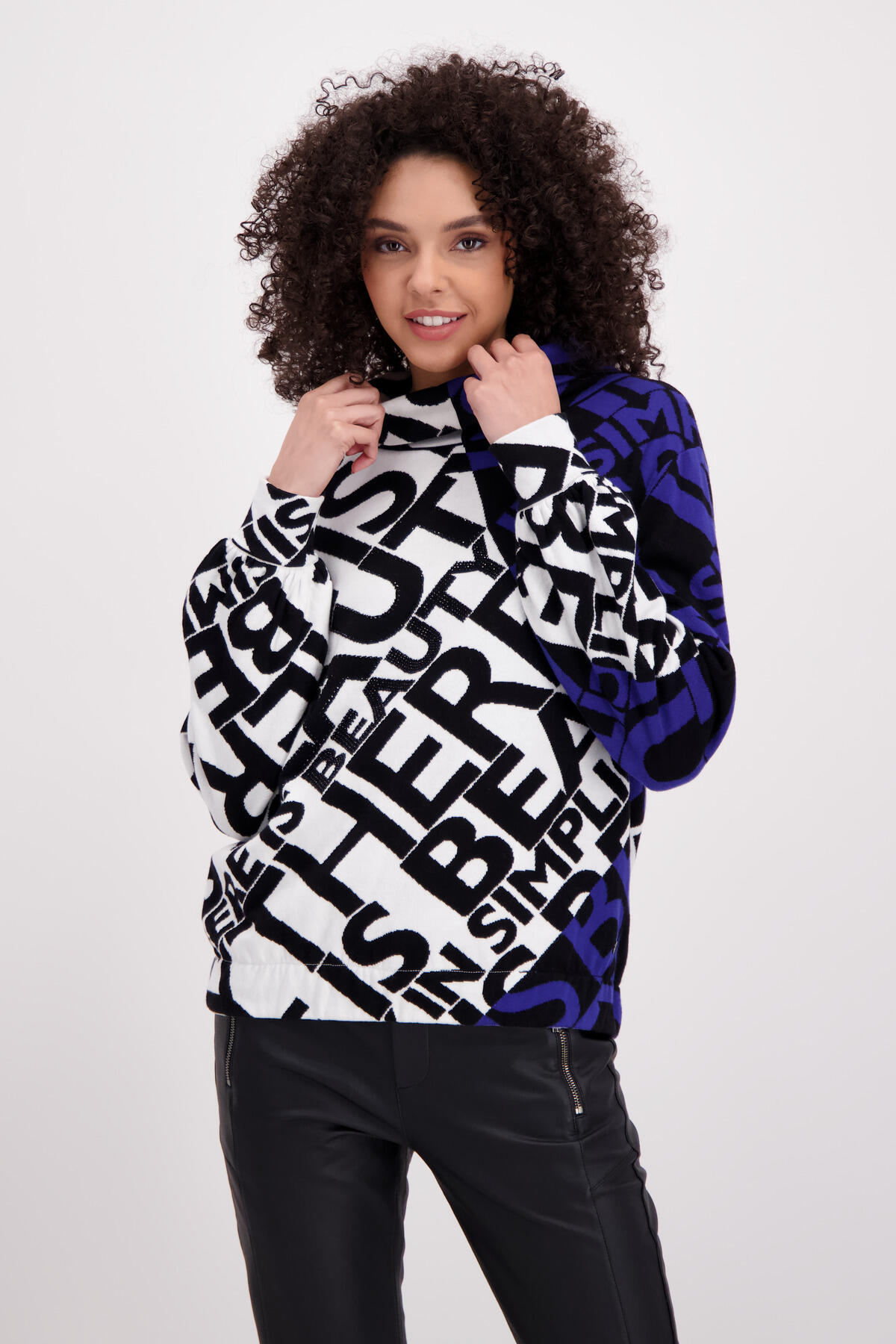 monari - Jacquard Strickpullover aus 100% Baumwolle royal gemustert - Gr. - 40 von monari