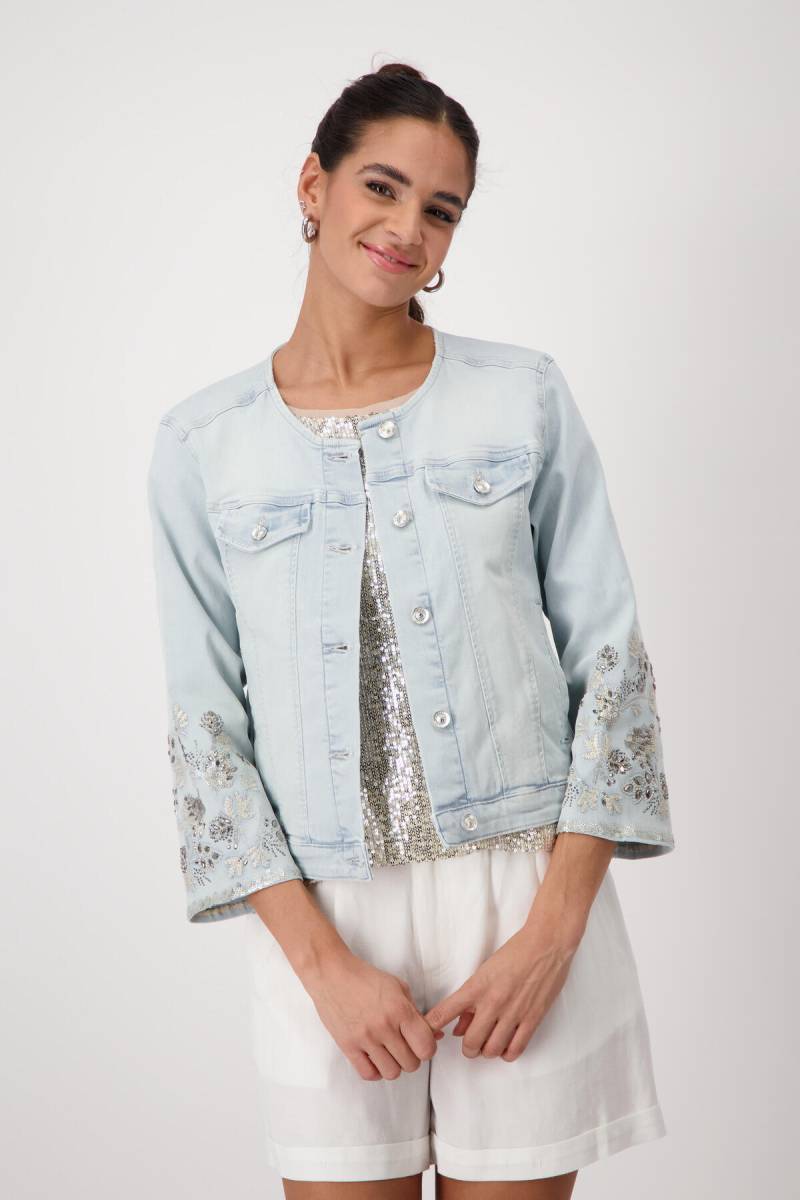 monari - Jeansjacke mit Stickerei jeans - Gr. - 42 von monari