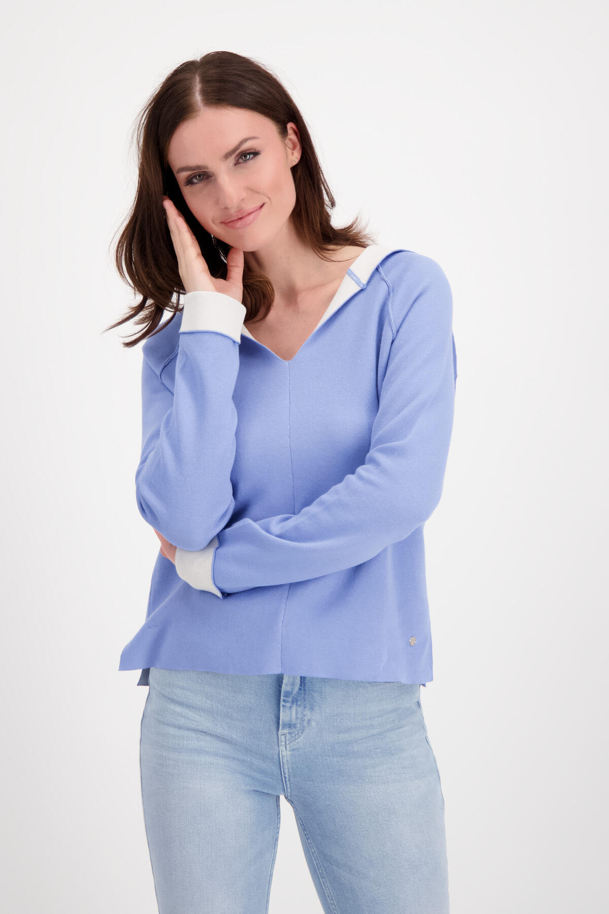 monari - Kapuzenpullover aus Doubleface Stoff aqua blue - Gr. - 40 von monari