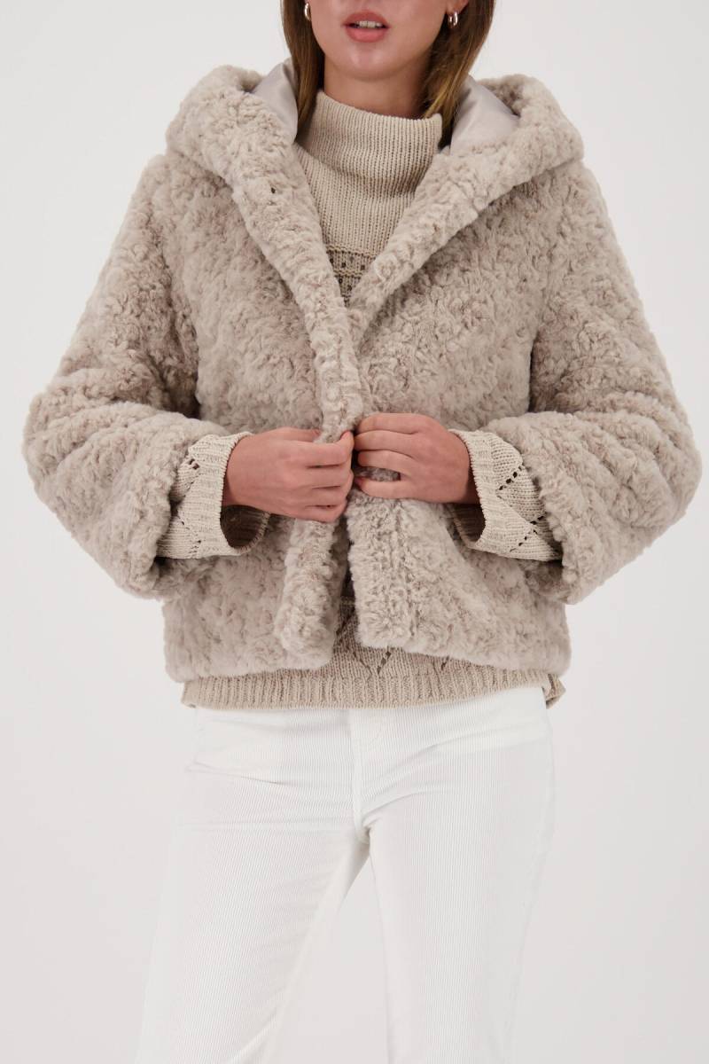 monari - Kunstfell Jacke mit Kapuze lattemacchiato - Gr. - 46 von monari