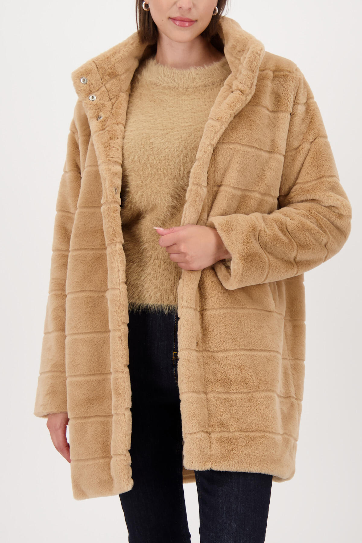 monari - Kunstfell Mantel mit Streifen cognac - Gr. - 42 von monari