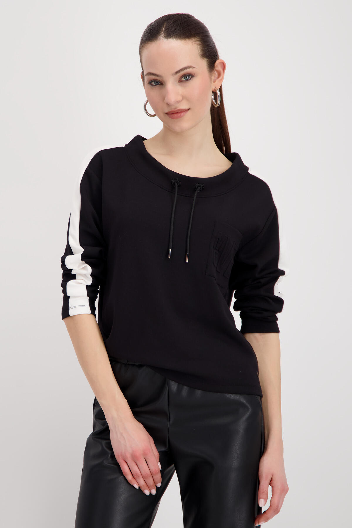 monari - Langarm Sweatshirt mit 3D-Details schwarz - Gr. - 40 von monari