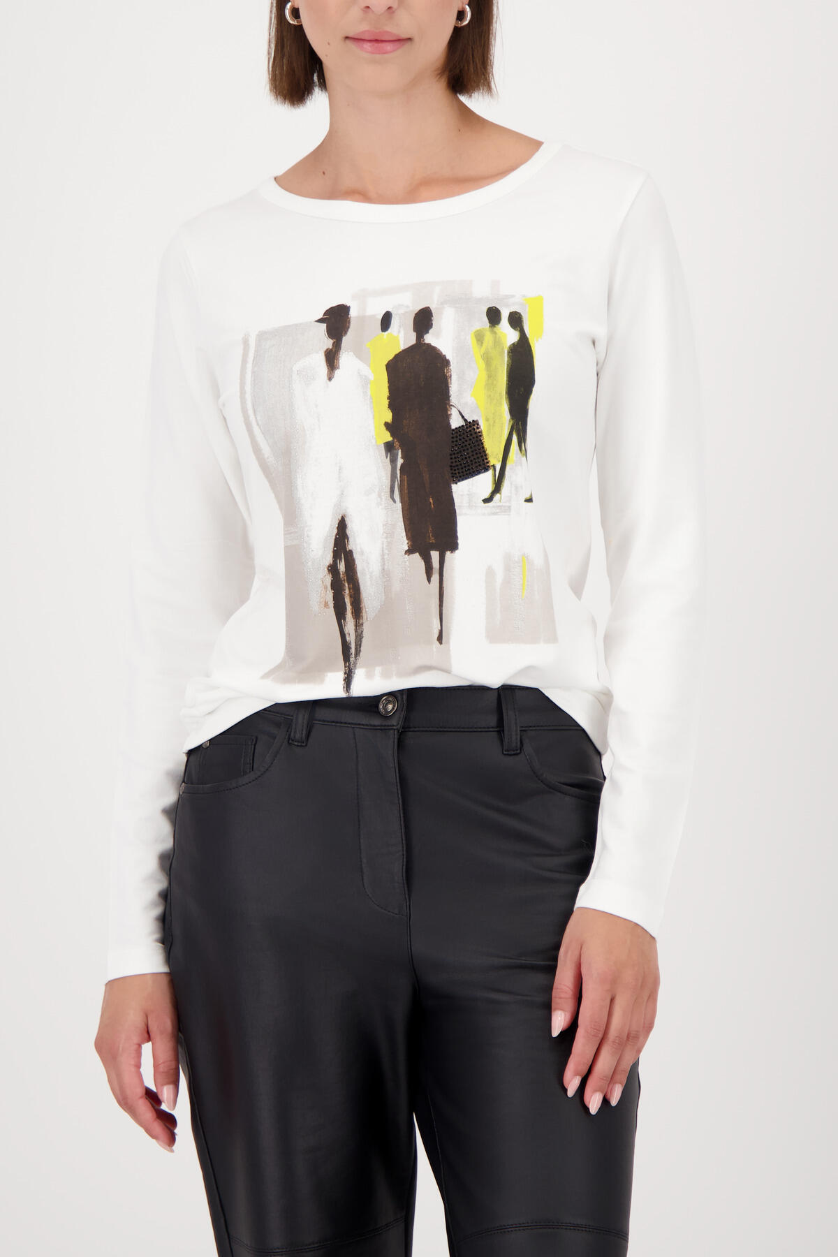 monari - Langarmshirt mit Gemäldeprint off-white - Gr. - 36 von monari