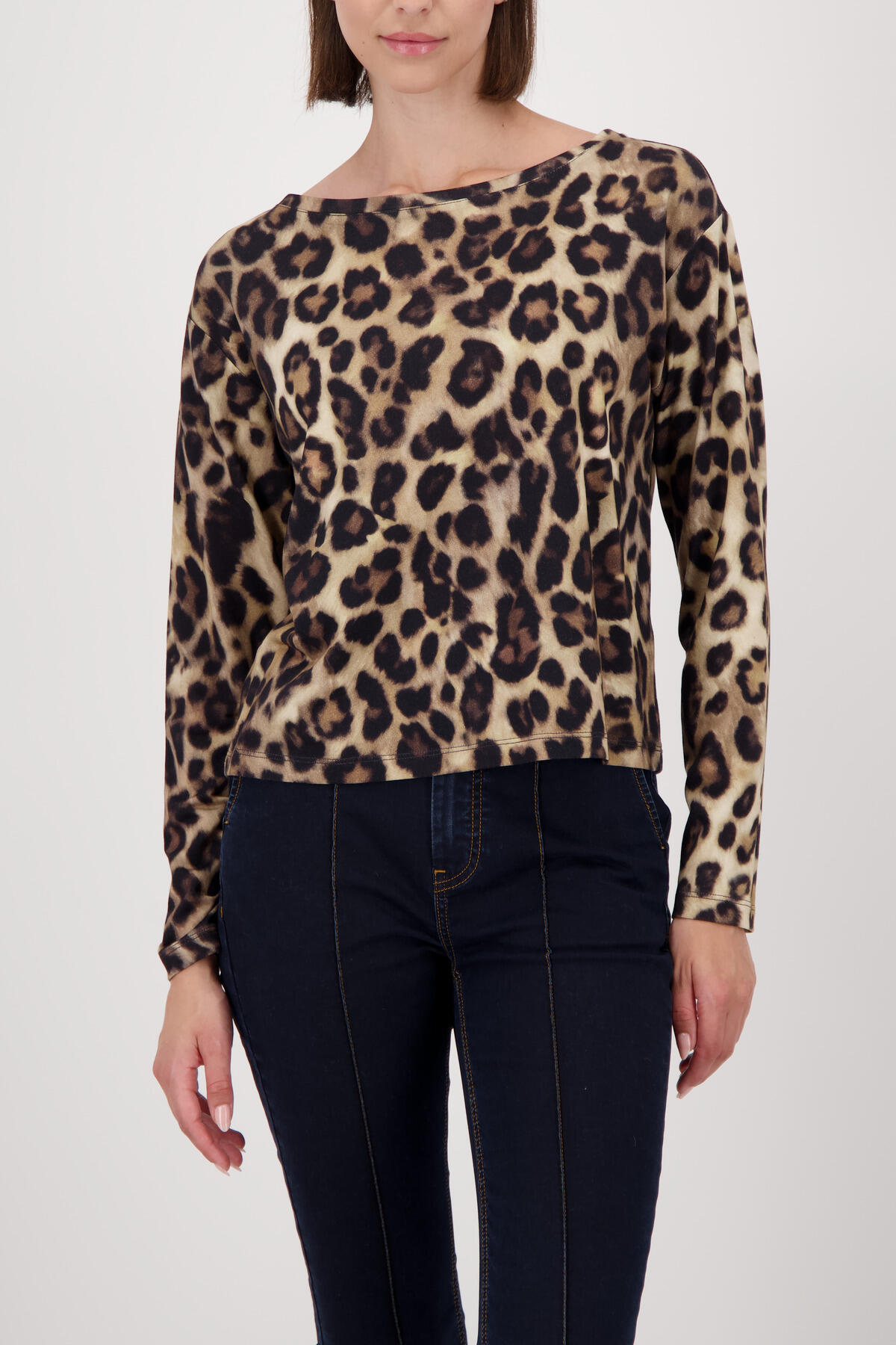 monari - Langarmshirt mit Leopardenmuster cinnamon gemustert - Gr. - 38 von monari