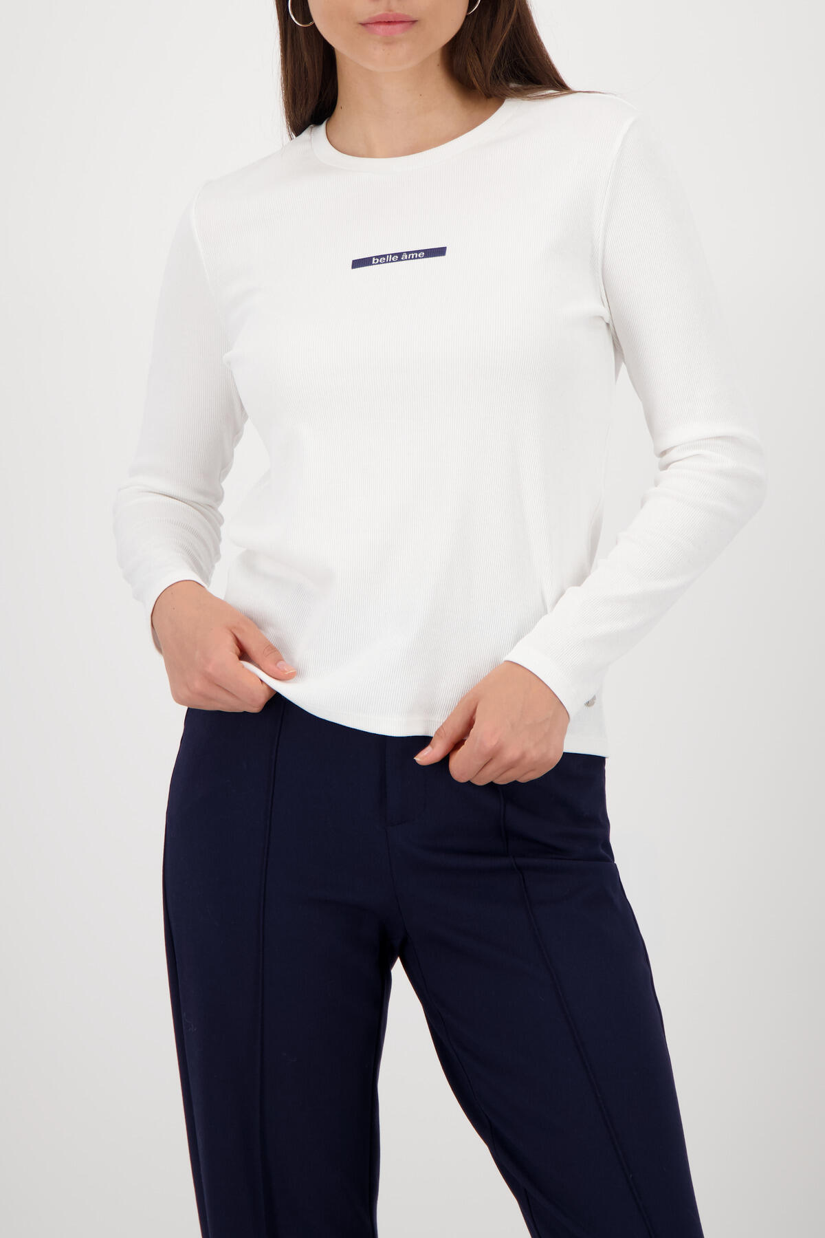 monari - Langarmshirt mit Mini-Patch off-white - Gr. - 46 von monari