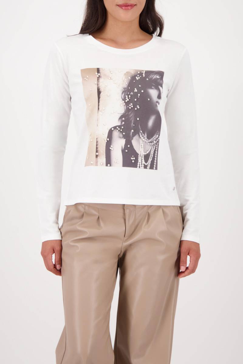 monari - Langarmshirt mit Perlendetails off-white - Gr. - 36 von monari