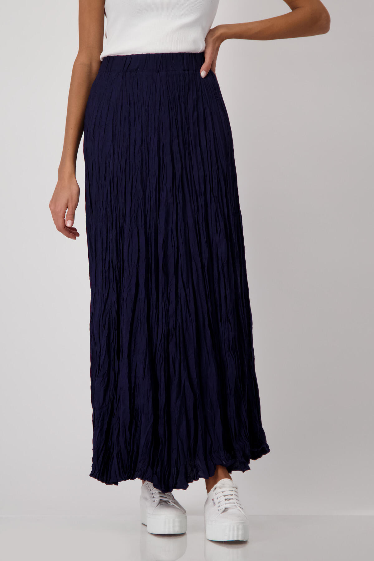 monari - Langer Rock mit Crash-Optik navy blue - Gr. - 36 von monari