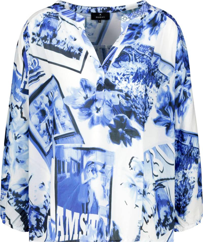 monari - Luftige Bluse mit Polaroidmuster navy gemustert - Gr. - 42 von monari