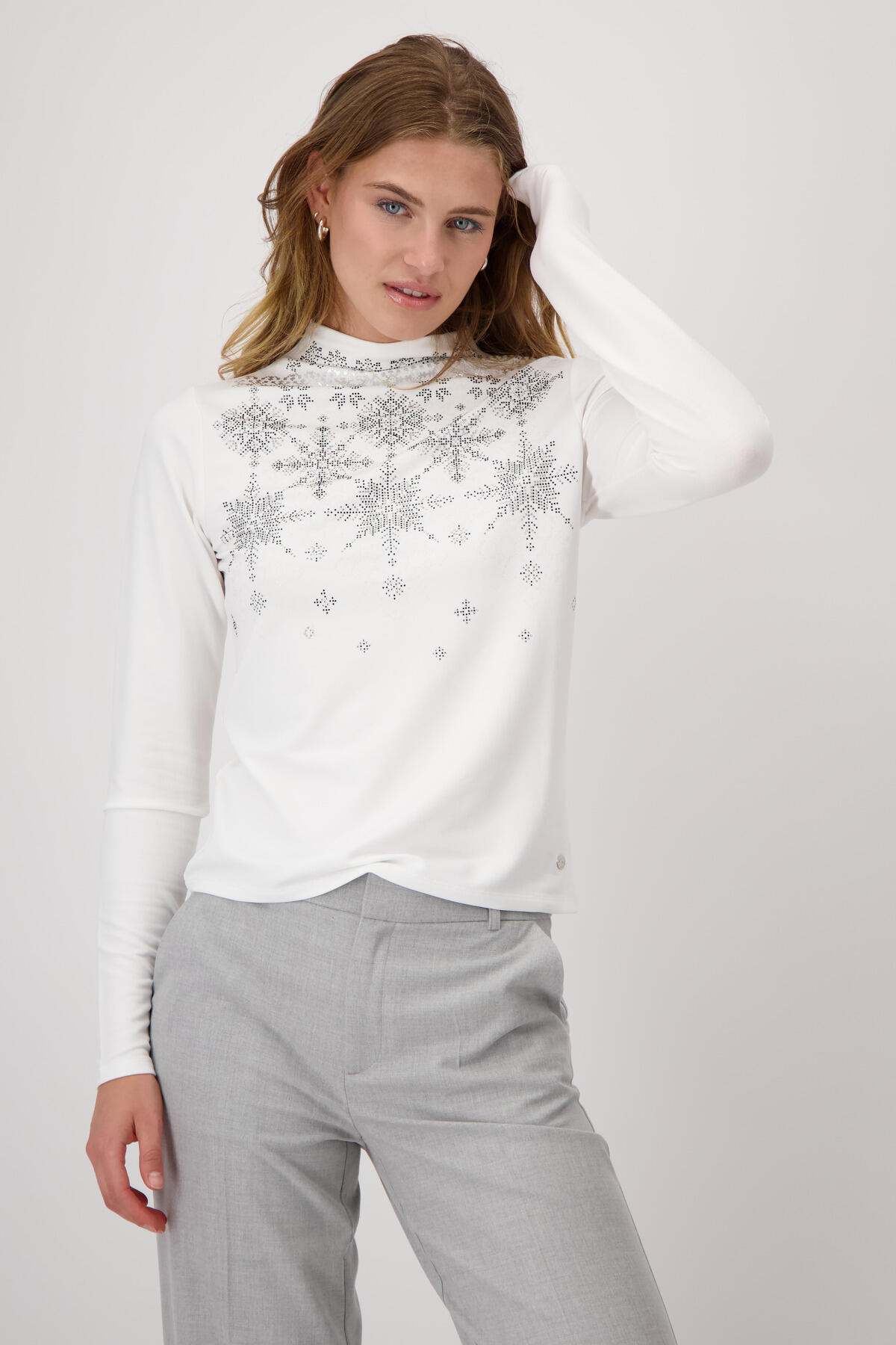 monari - Norweger-Shirt mit Schmuck off-white - Gr. - 42 von monari