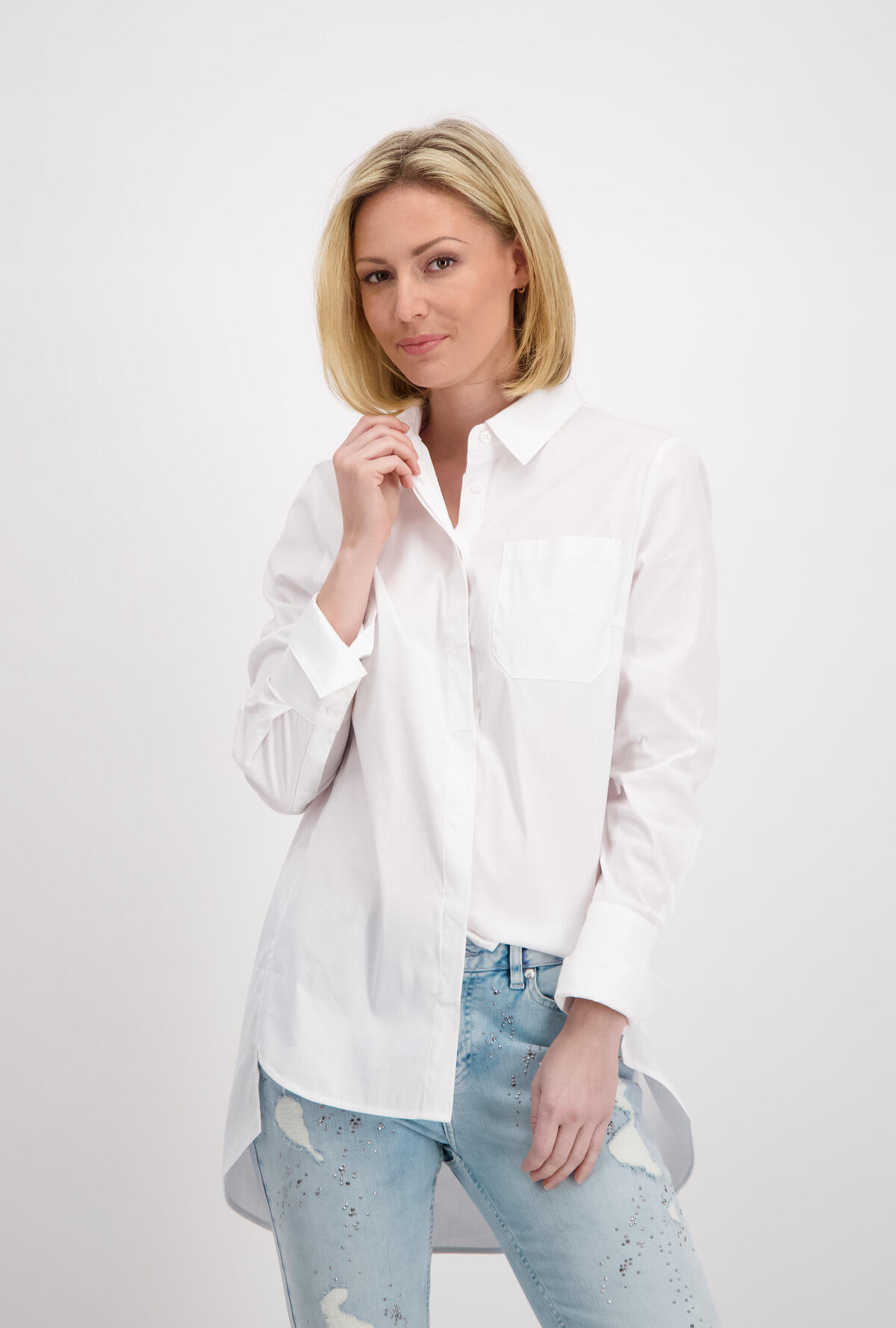 monari - Oversized Bluse mit Hemdkragen in weiß weiß - Gr. - 34 von monari