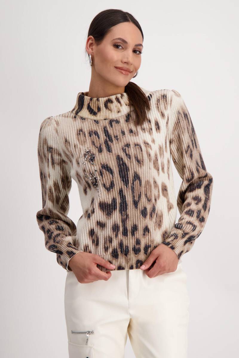 monari - Pullover mit Leomuster marshmallow gemustert - Gr. - 38 von monari