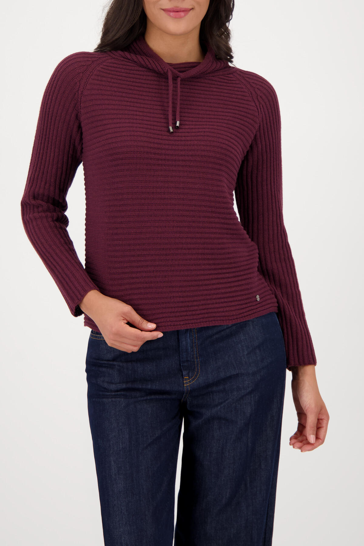 monari - Pullover mit Rippenstruktur bordeaux - Gr. - 46 von monari