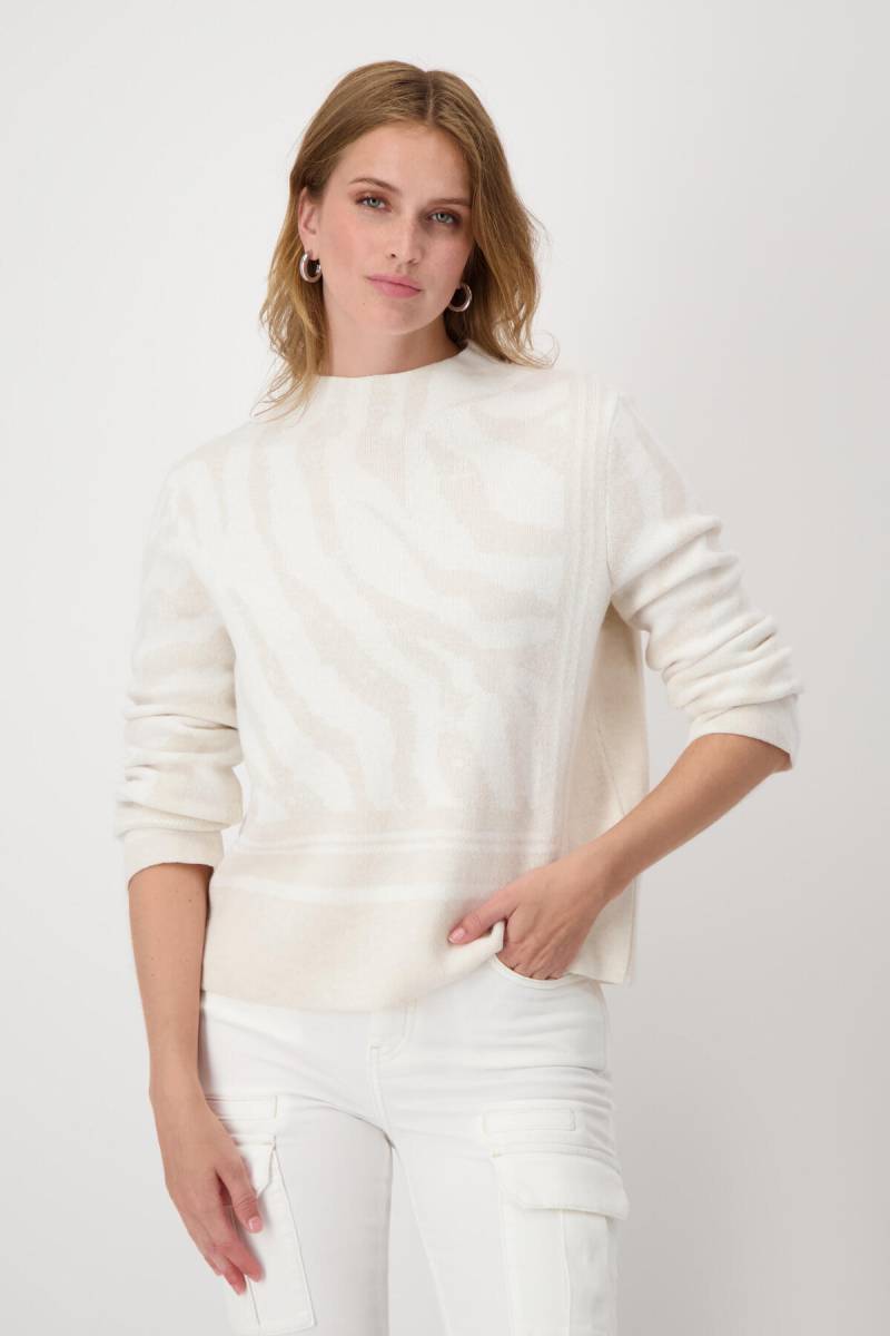 monari - Pullover mit Tigermuster off-white gemustert - Gr. - 42 von monari