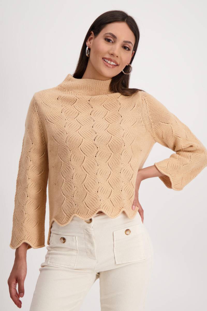 monari - Pullover mit Zopfmuster peach nectar - Gr. - 44 von monari