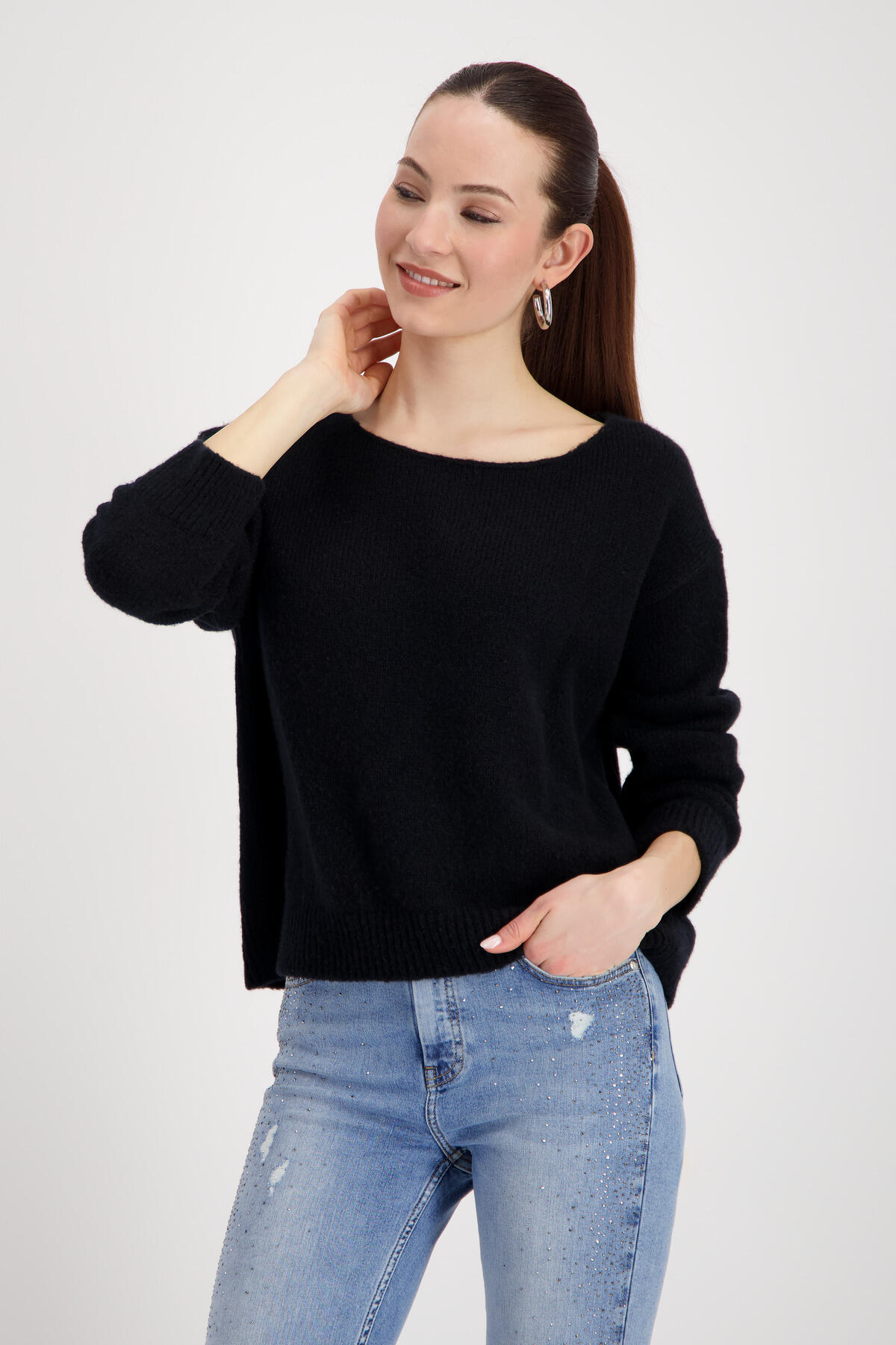 monari - Pullover mit weicher Haptik schwarz - Gr. - 44 von monari