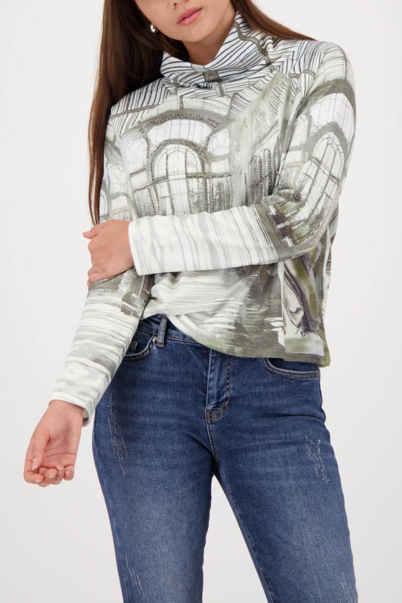 monari - Rollkragen-Sweatshirt mit Gallery-Print sage gemustert - Gr. - 44 von monari