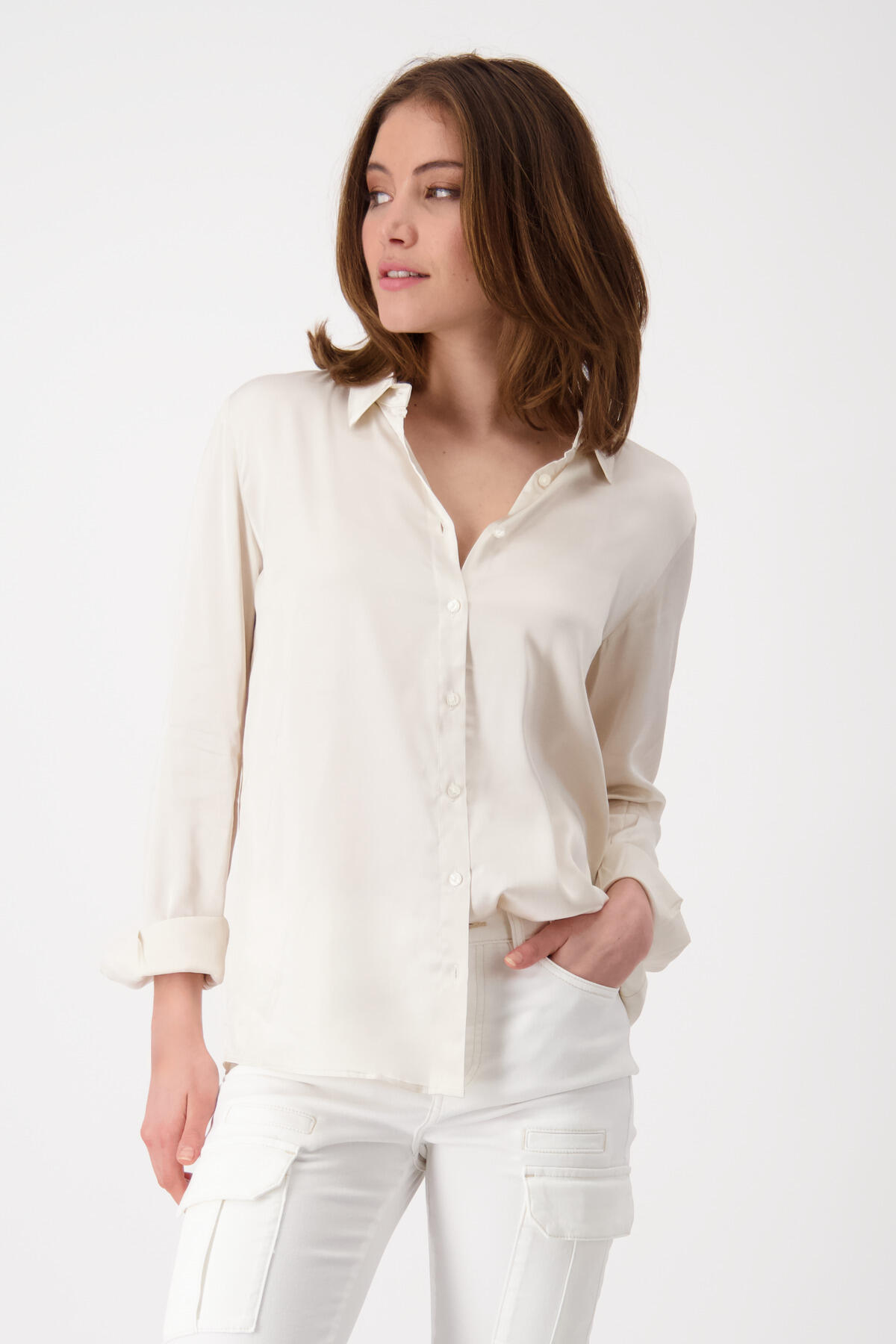 monari - Satin-Bluse sandshell - Gr. - 44 von monari