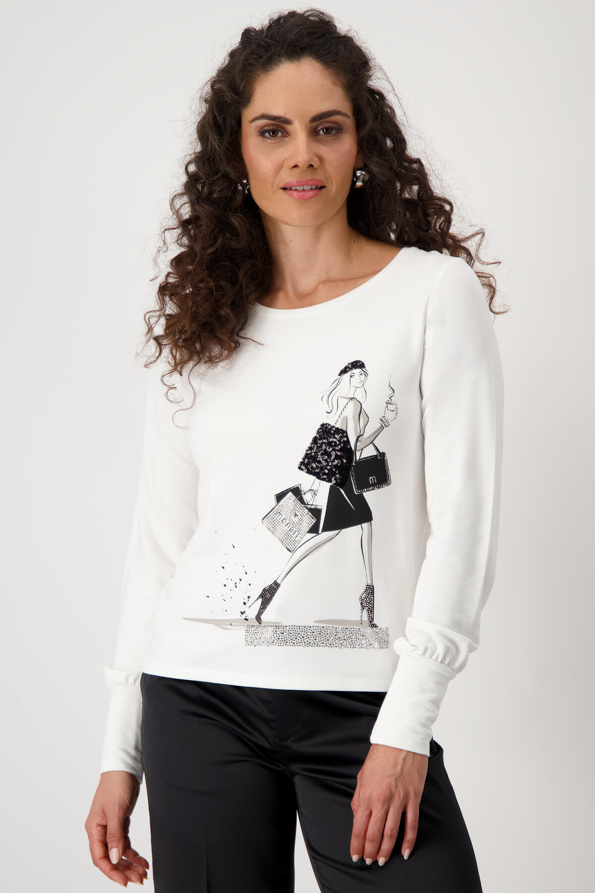 monari - Shirt mit Frauen-Print off-white - Gr. - 42 von monari