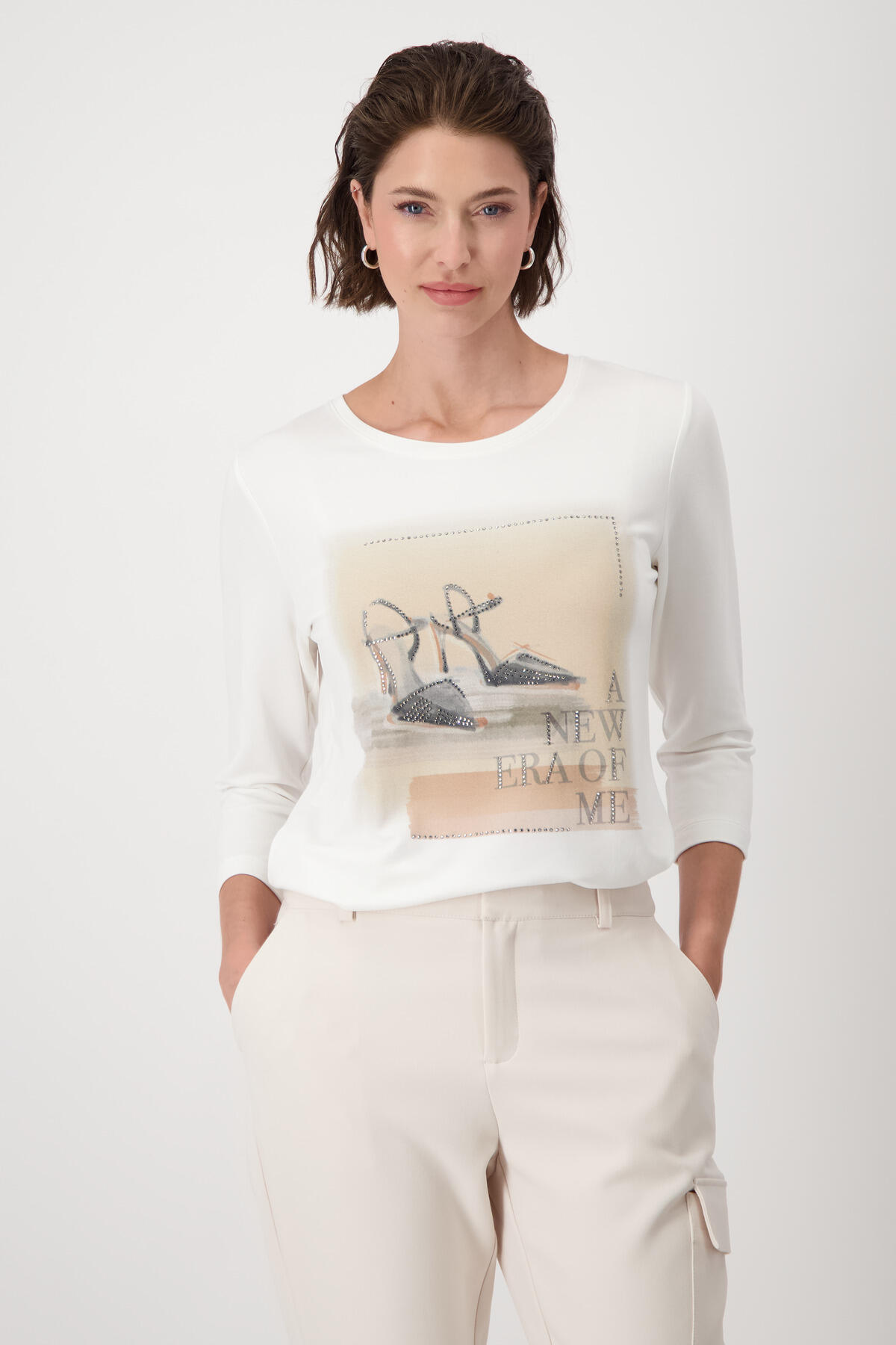 monari - Shirt mit High Heels Print off-white - Gr. - 44 von monari