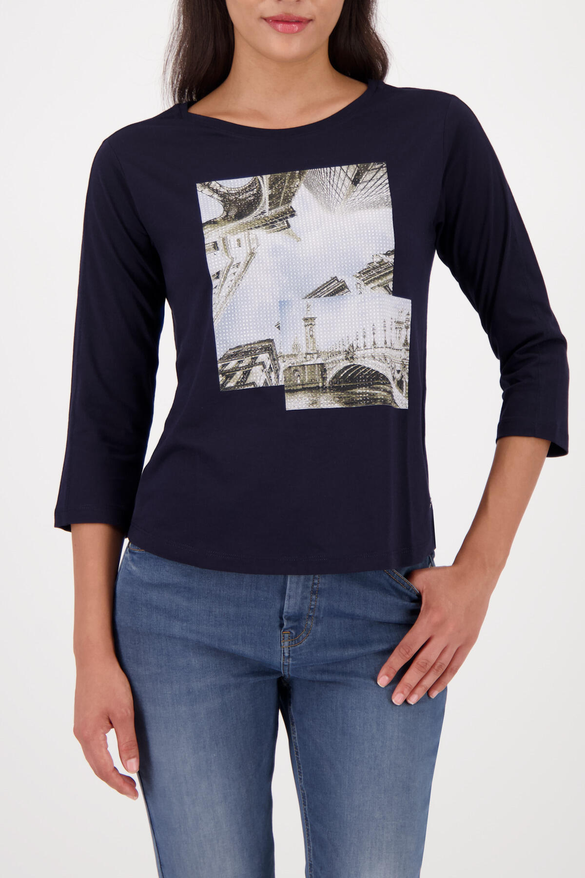 monari - Shirt mit Paris-Druck night sky - Gr. - 38 von monari