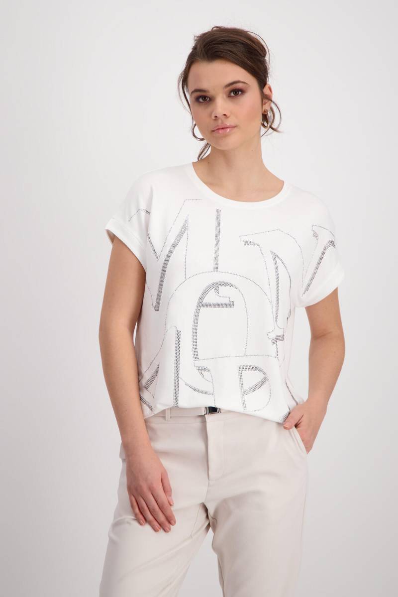 monari - Shirt mit Strass Buchstaben off-white - Gr. - 38 von monari