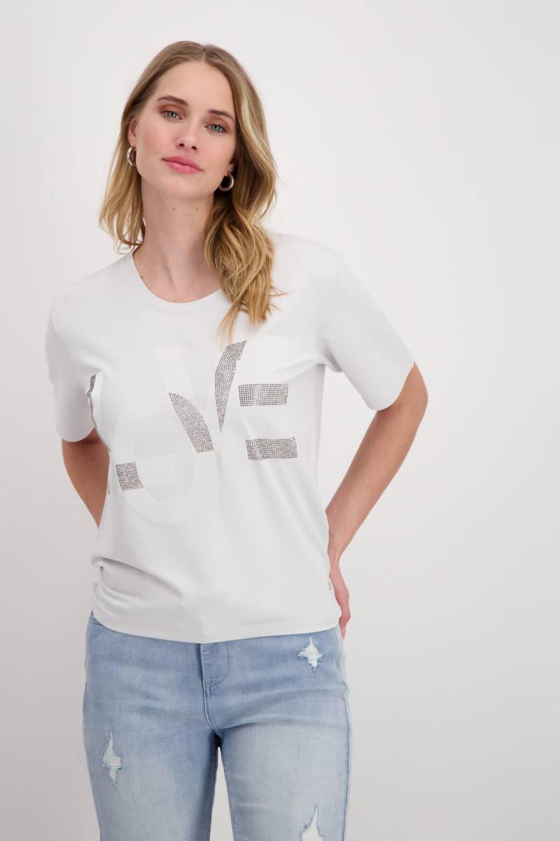 monari - Shirt mit Strass Schrift cloudy grey - Gr. - 38 von monari