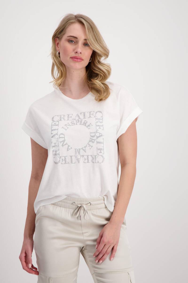 monari - Shirt mit Strass Schrift off-white - Gr. - 42 von monari