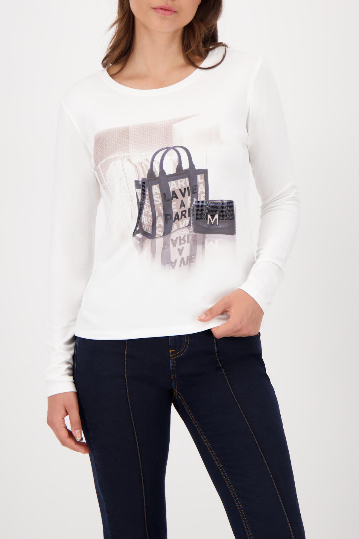 monari - Shirt mit Taschenprint off-white - Gr. - 36 von monari