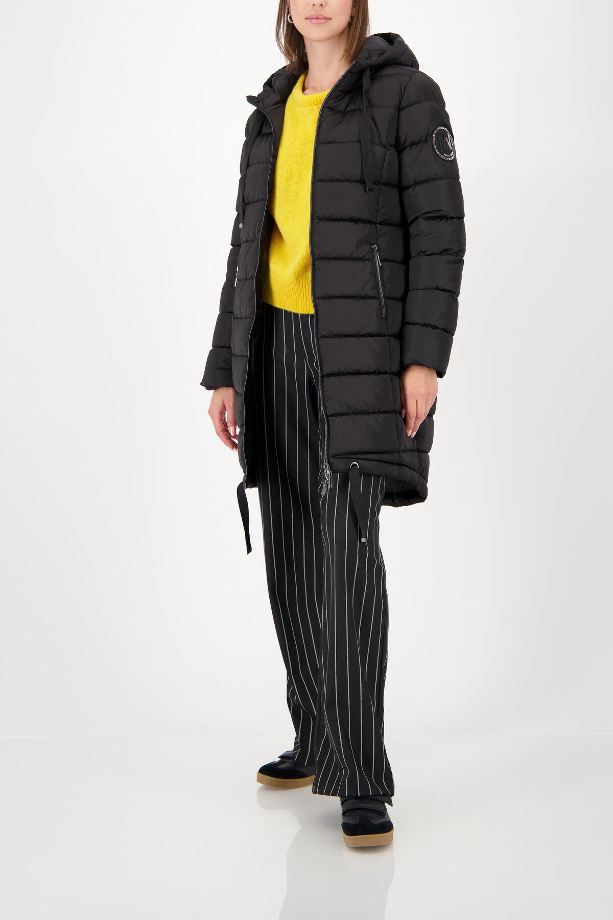 monari - Steppmantel mit Kapuze schwarz - Gr. - 36 von monari