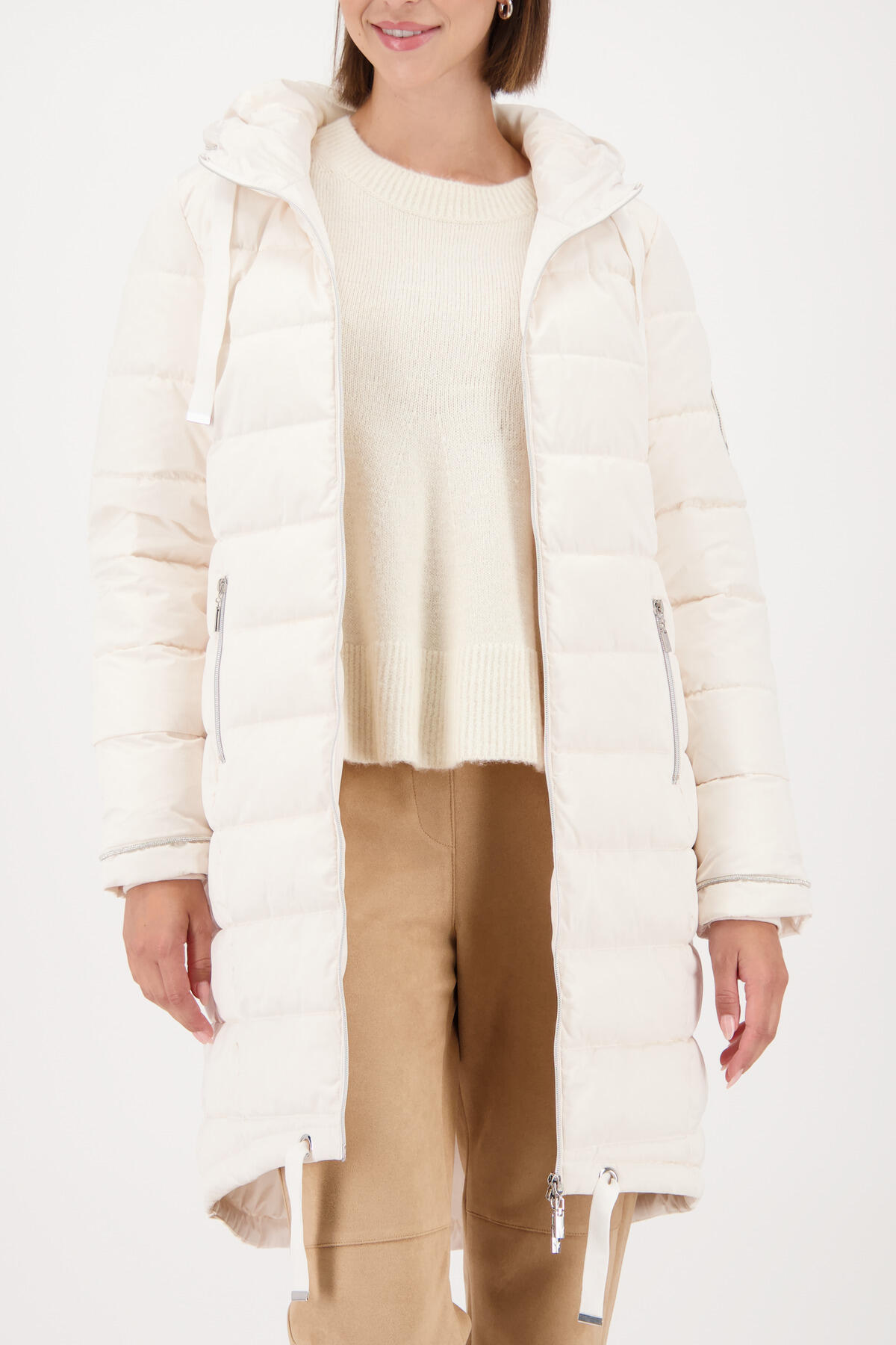 monari - Steppmantel mit Patch almond - Gr. - 46 von monari