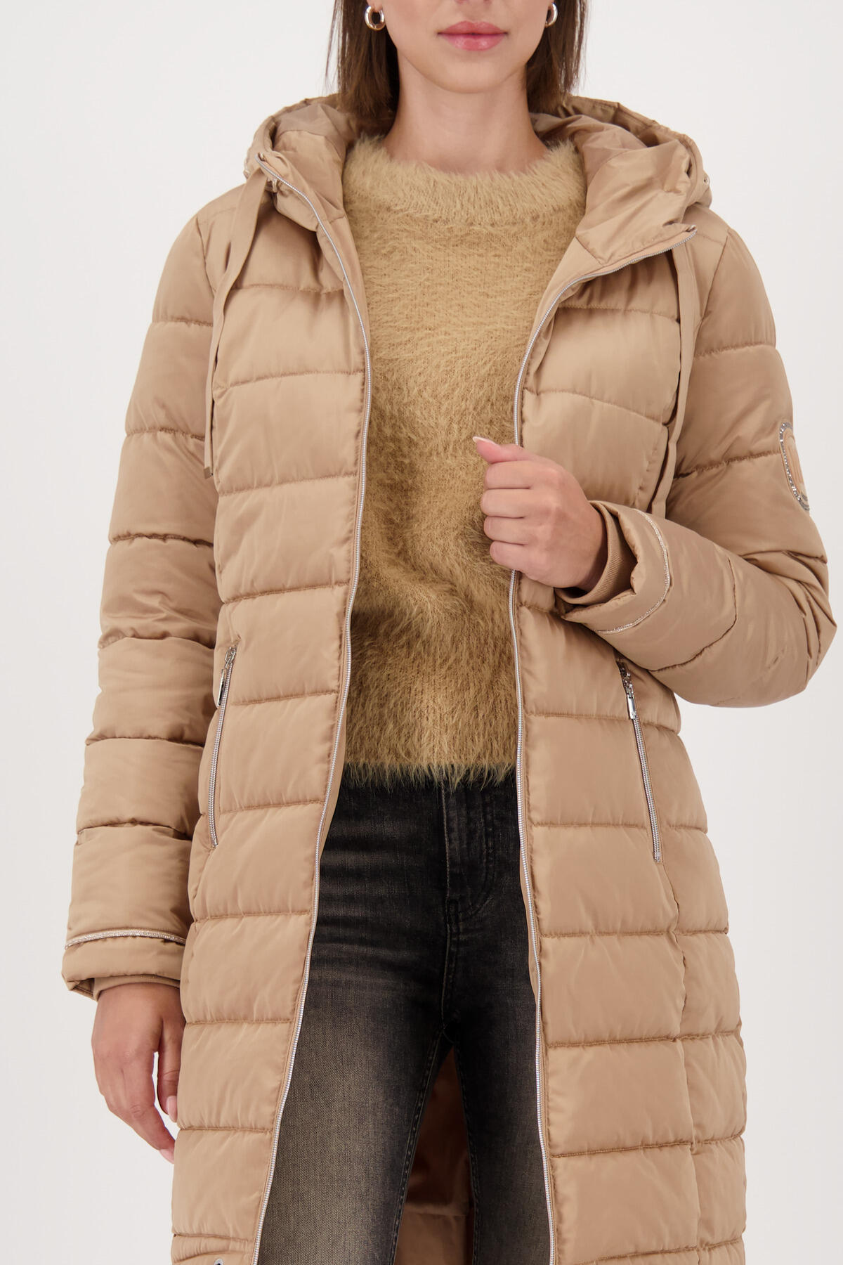 monari - Steppmantel mit Patch cognac - Gr. - 38 von monari