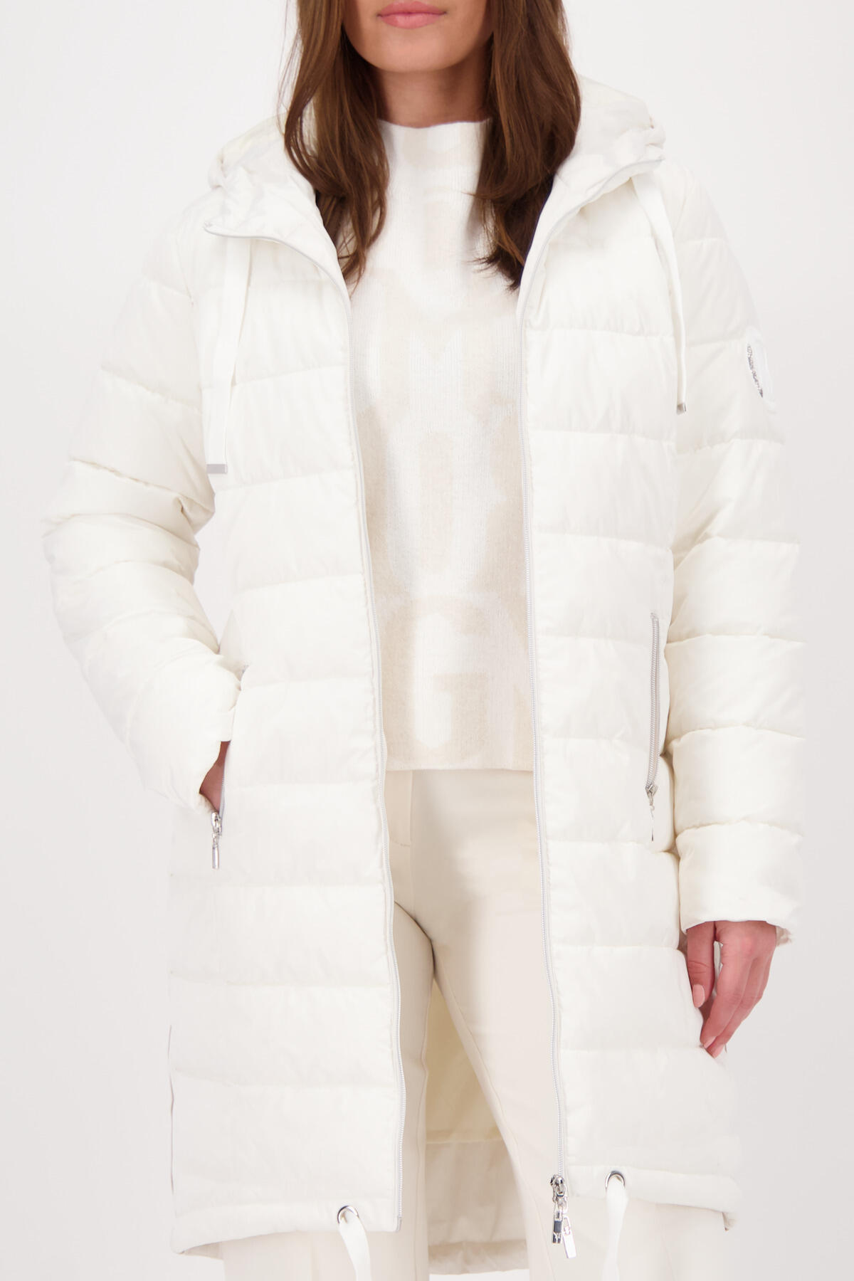 monari - Steppmantel mit Streifen cashmere - Gr. - 46 von monari