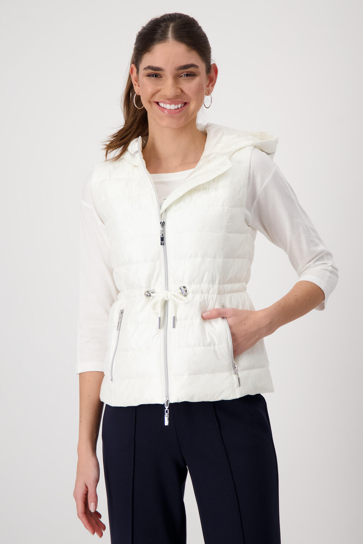 monari - Steppweste mit Schmuck off-white - Gr. - 44 von monari