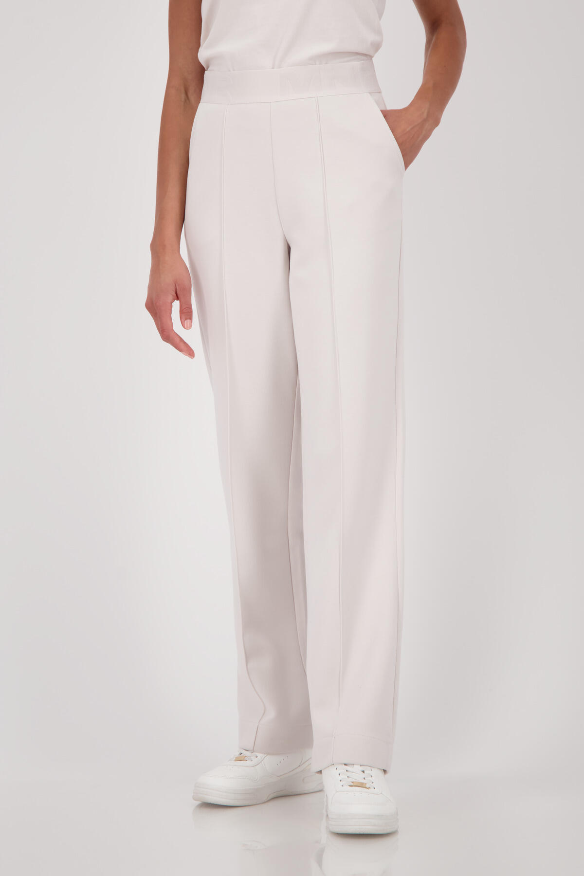 monari - Straight-Leg-Hose mit breitem Bund oat milk - Gr. - 38 von monari