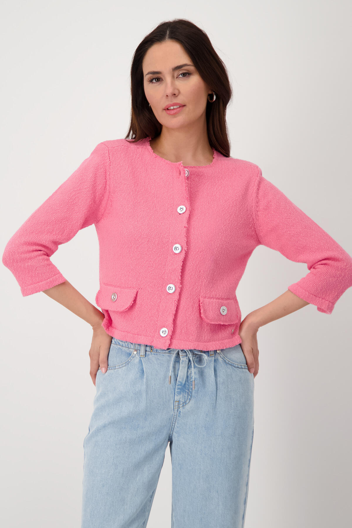 monari - Strickjacke mit Flammgarn coral pink - Gr. - 40 von monari