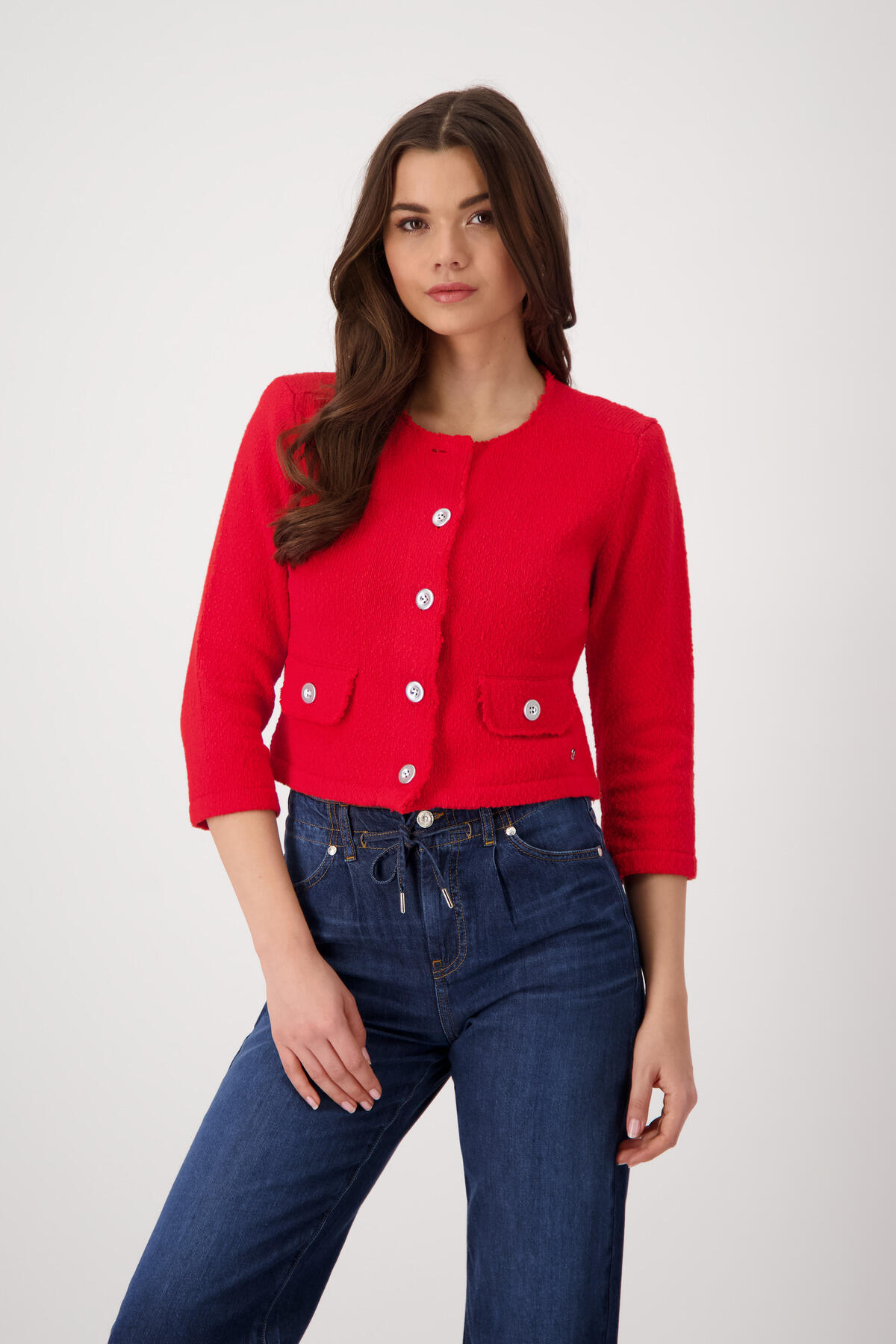 monari - Strickjacke mit Flammgarn red - Gr. - 46 von monari