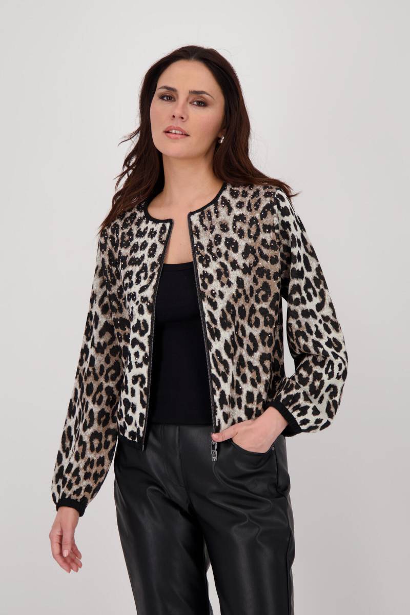 monari - Strickjacke mit Leopardenmuster schwarz gemustert - Gr. - 36 von monari