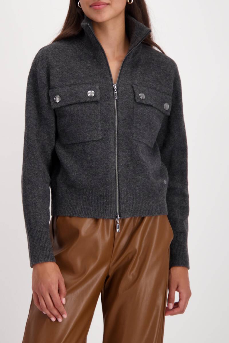 monari - Strickjacke mit Pattentaschen anthra melange - Gr. - 42 von monari