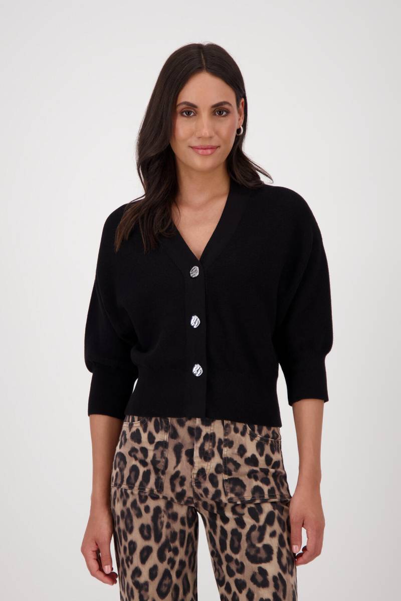 monari - Strickjacke mit Schmuckknöpfen schwarz - Gr. - 42 von monari