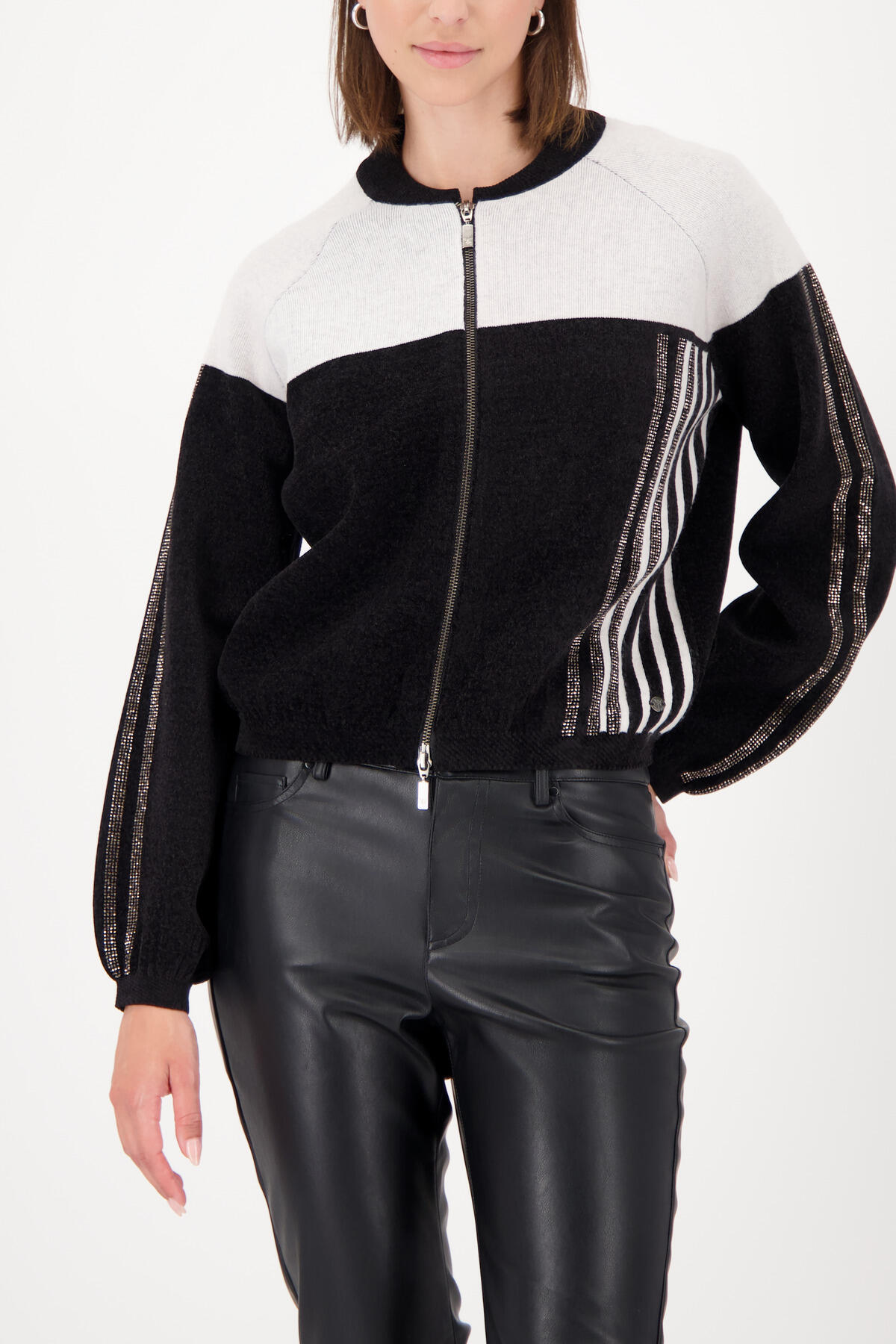 monari - Strickjacke mit Strasssteinen schwarz - Gr. - 36 von monari