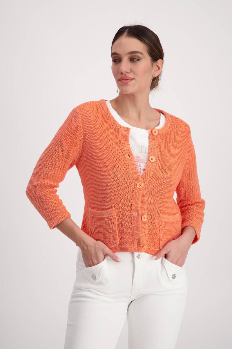 monari - Strickjacke mit Taschen apricot - Gr. - 36 von monari