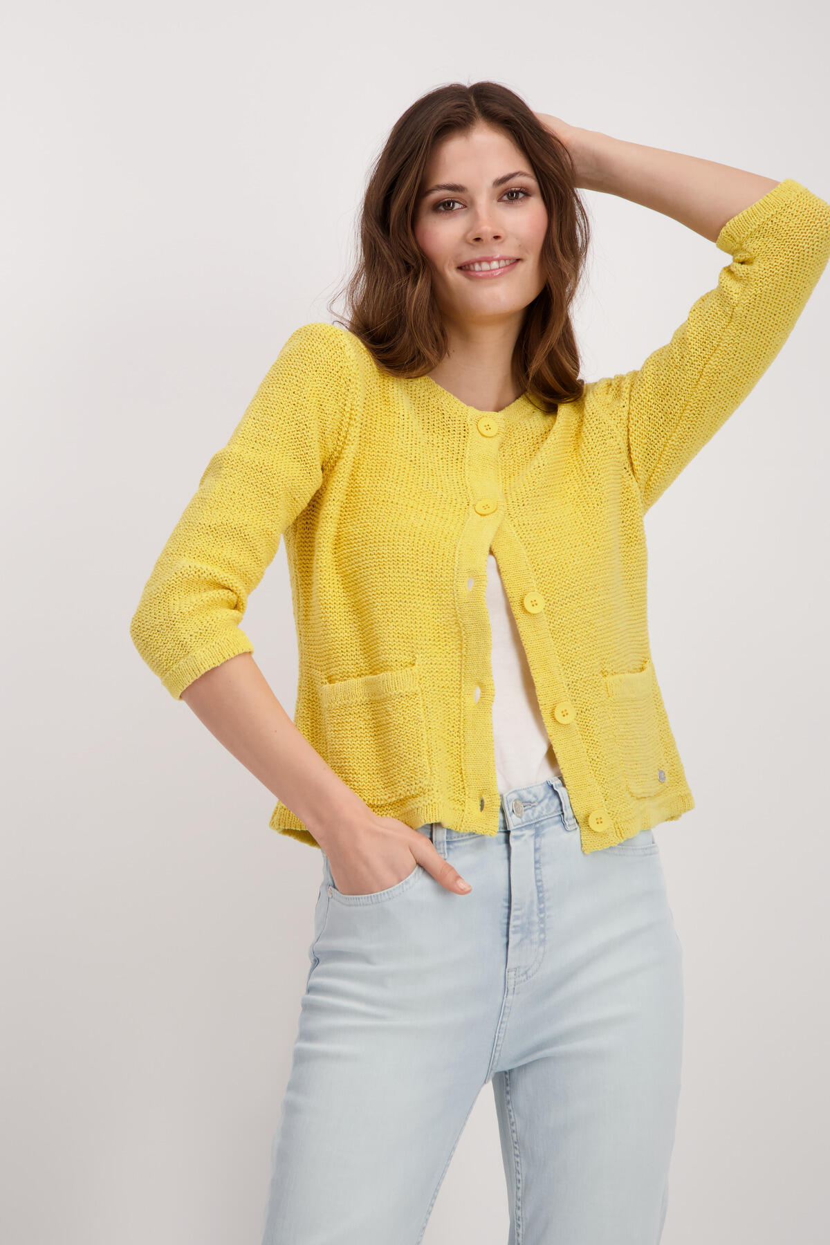 monari - Strickjacke mit Taschen dry lemon - Gr. - 46 von monari