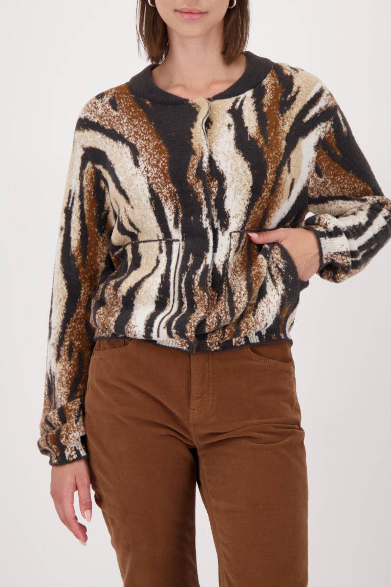 monari - Strickjacke mit Tigermuster anthra gemustert - Gr. - 36 von monari